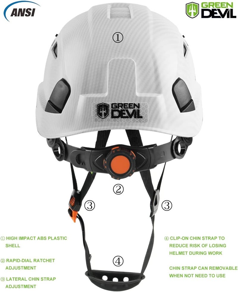 GREEN DEVIL Safety Helmet Hard Hat Adjustable Lightweight Vented ABS Work Helmet 6-Point Suspension ANSI Z89.1 Approved Ideal for Industrial & Construction - Image 4